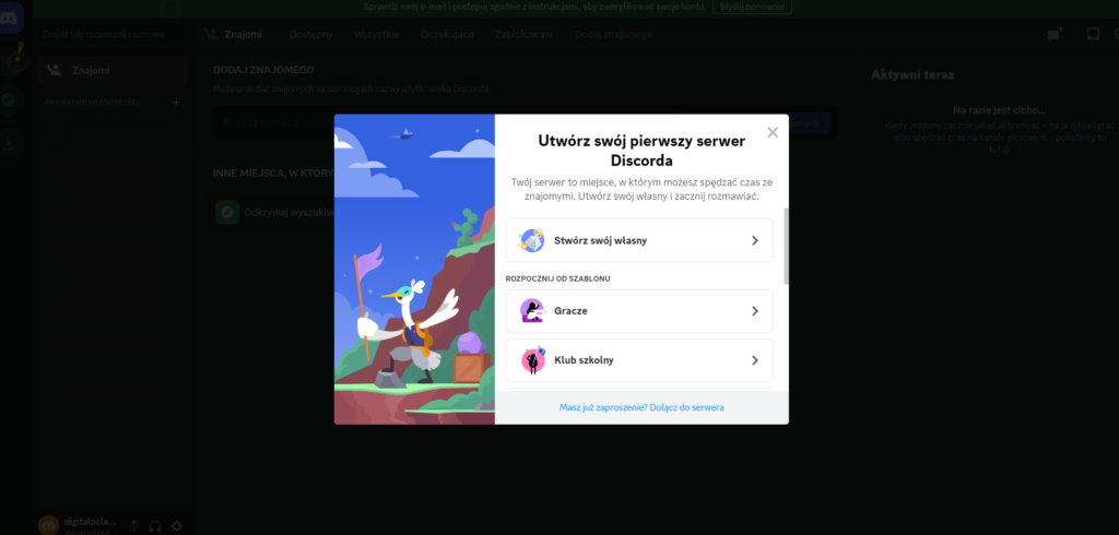 Poradnik midjourney - utwórz pierwszy serwer discorda